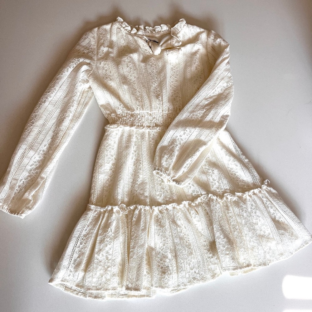 Art Class Lace Long Sleeve White Dress Girls 7/8
